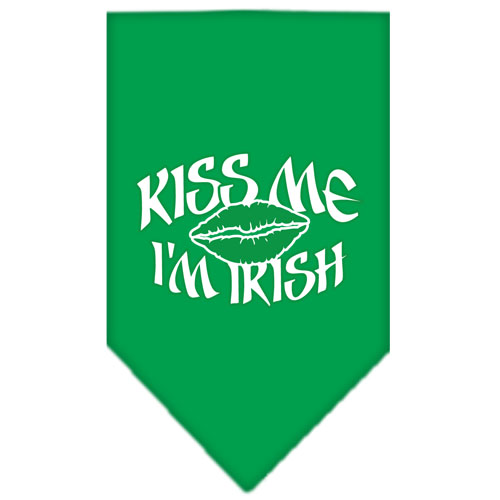 Kiss me I'm Irish Screen Print Bandana Emerald Green Large